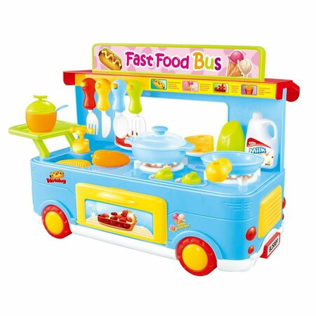 AZIMPORT Fast Food Bus Kitchen Play Set Toy, Blue - 29 Piece AZ30314